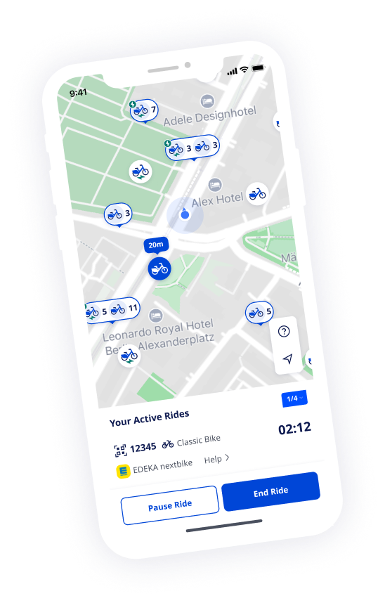 nextbike App Screenshot zeigt Standort-Karte von Berlin