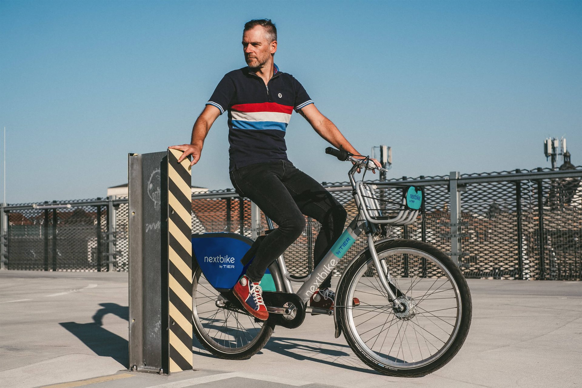 Man sits on smart bike